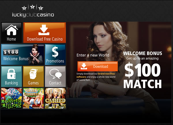 Lucky Club Casino homepage